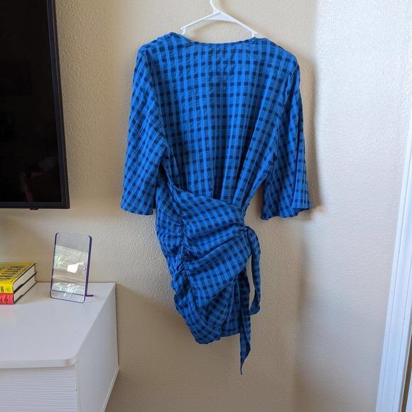 Zara Women's size L Large Double Breasted Plaid Wrap Mini Dress - Picture 5 of 8